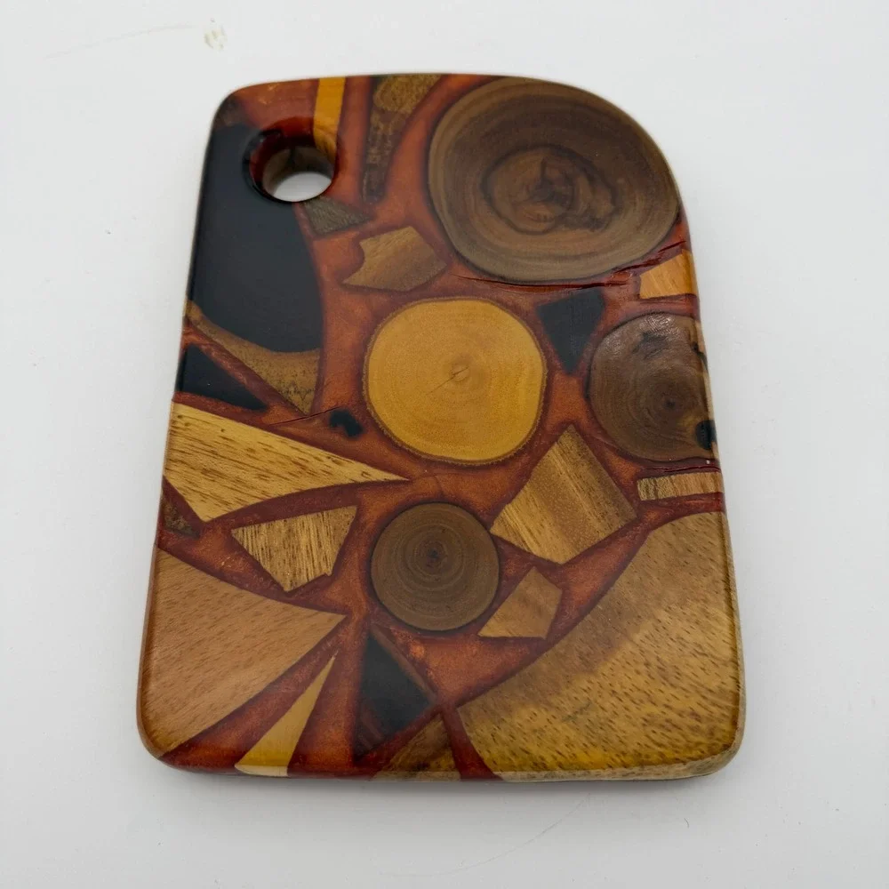 Chaverri Store Artisan Wood Resin Mosaic Cutting Board Serving Tray Costa Rica